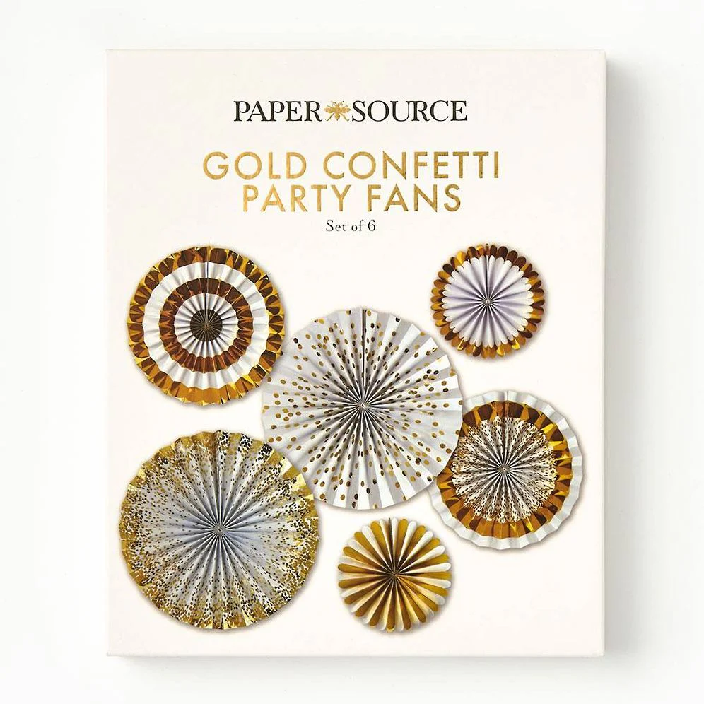 Gold Confetti Party Fans S/6 - Image 2