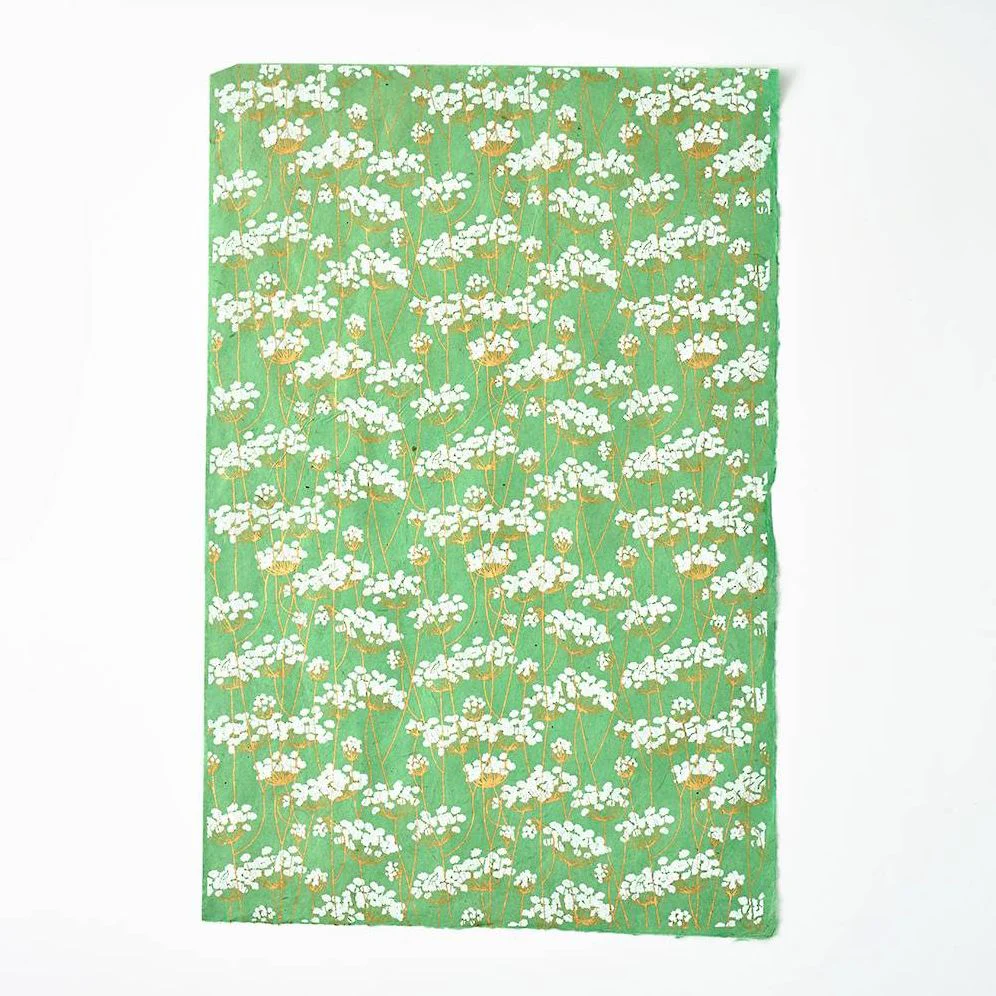 Gold Dandelions on Mint Handmade Paper - Image 2