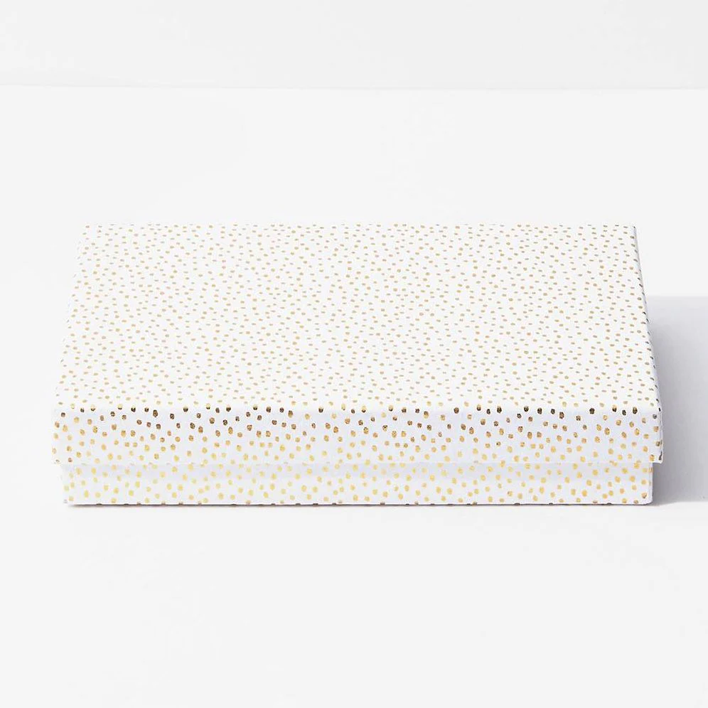 Gold Flurry Dots On White Small Shirt Box
