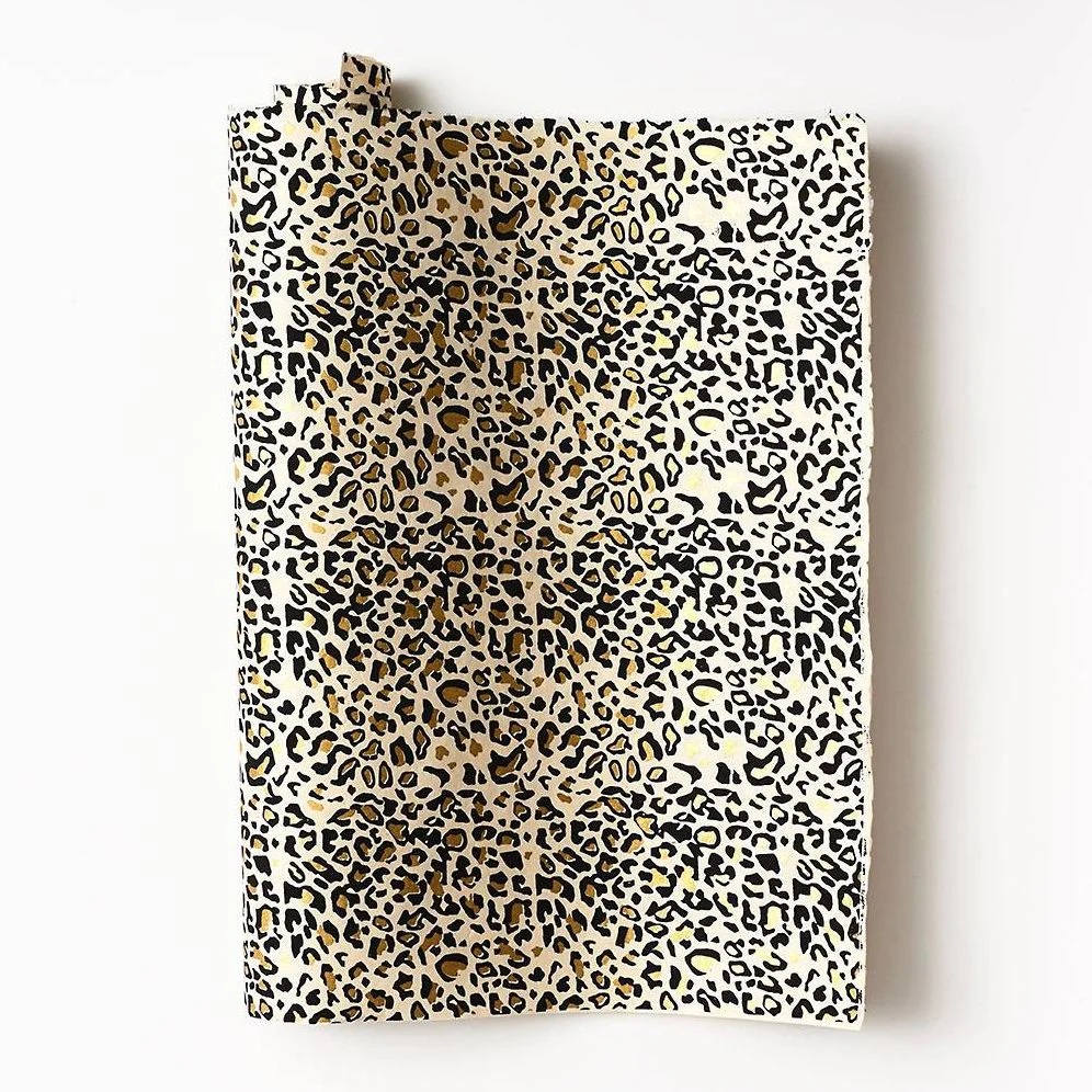 Gold Foil Cheetah Print On Cream Handmade Paper - Image 3