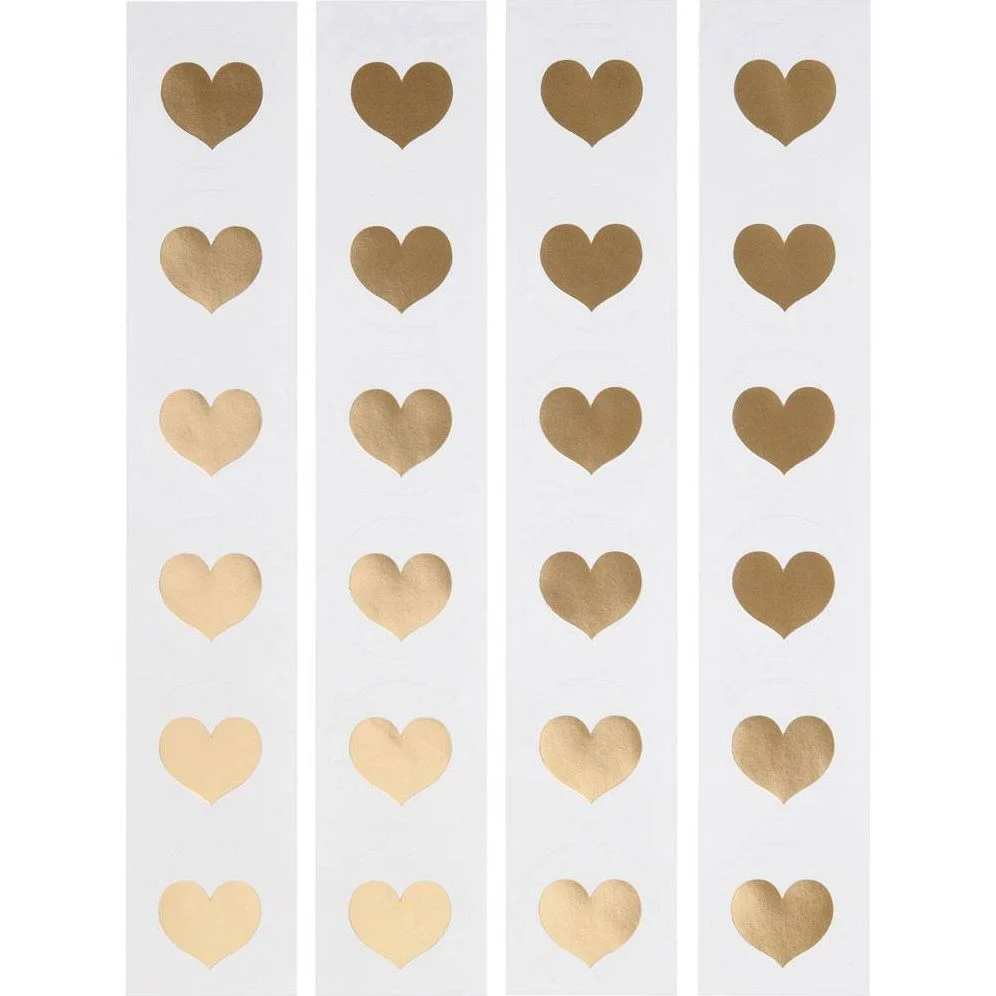 Gold Foil Heart Circle Stickers