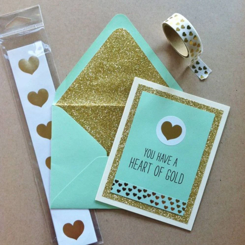 Gold Foil Heart Circle Stickers - Image 2