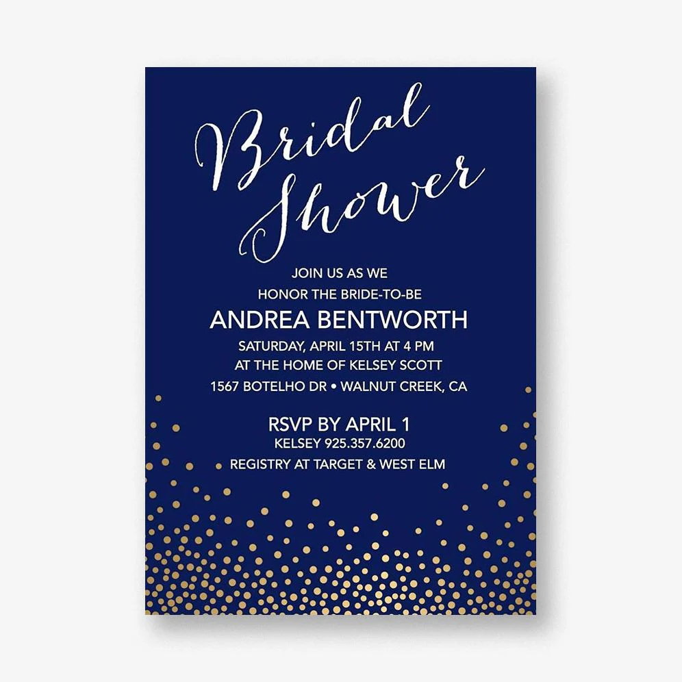 Gold Foil Stamped Champagne Bridal Shower Invitation