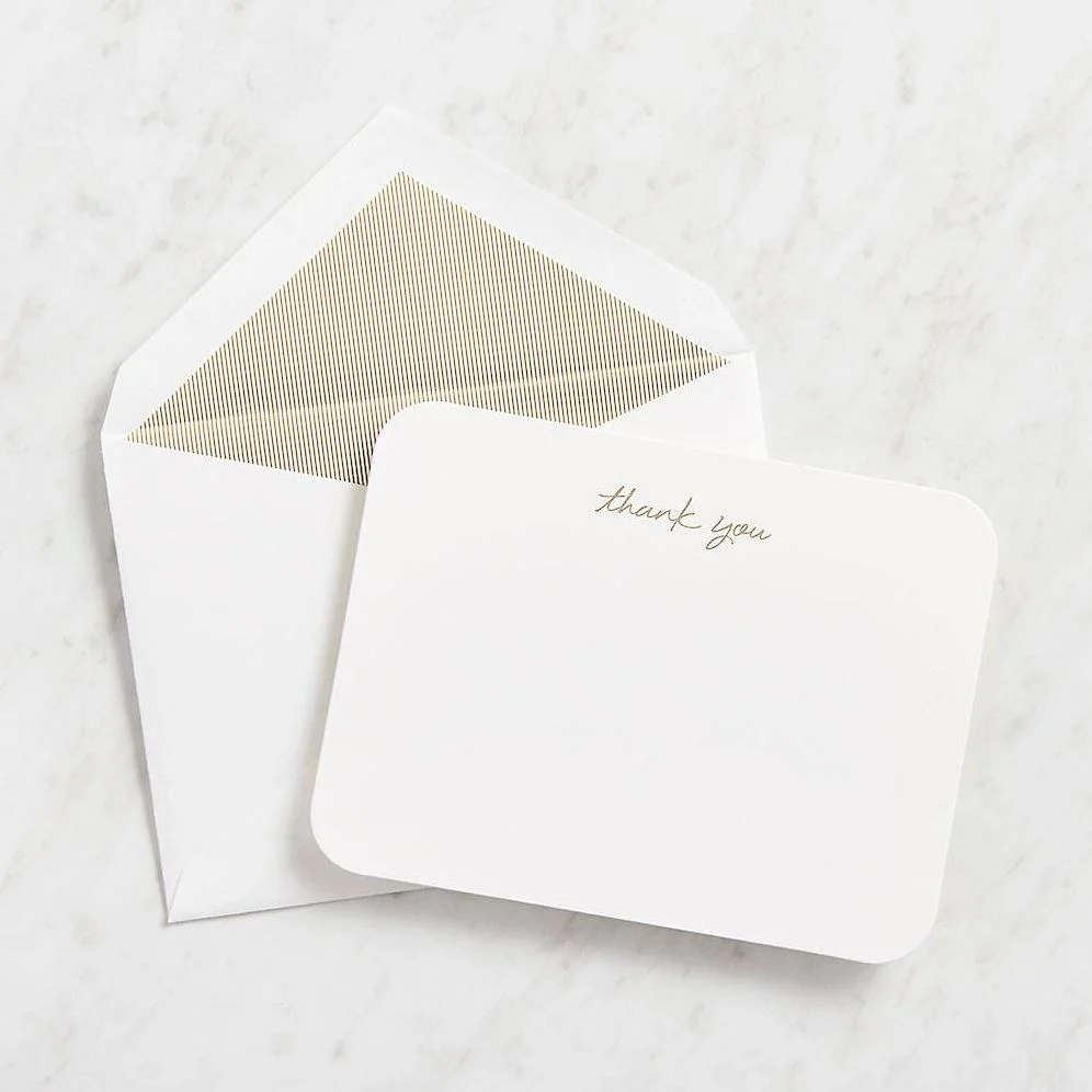 Gold Foil Thank You Note Set