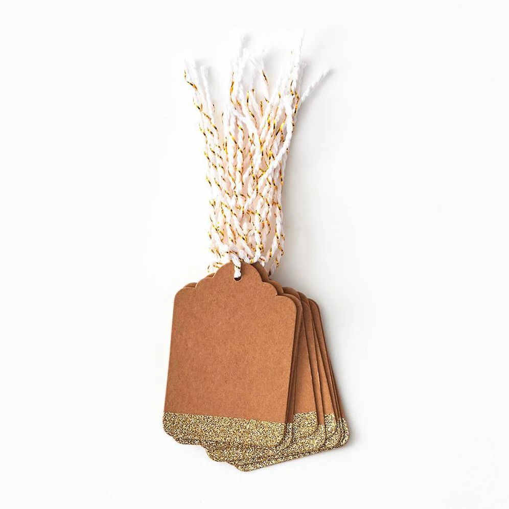 Gold Glitter Kraft Gift Tags - Image 3