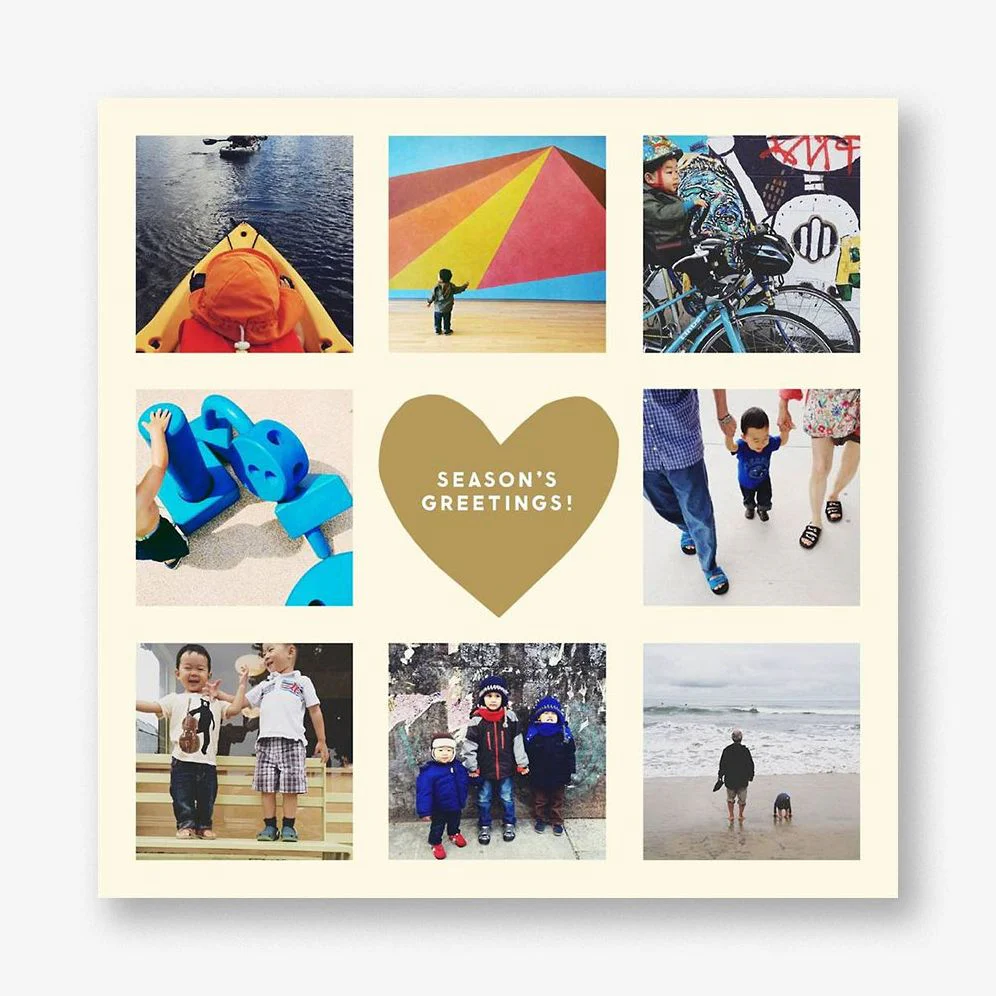 Gold Heart Holiday Photo Card