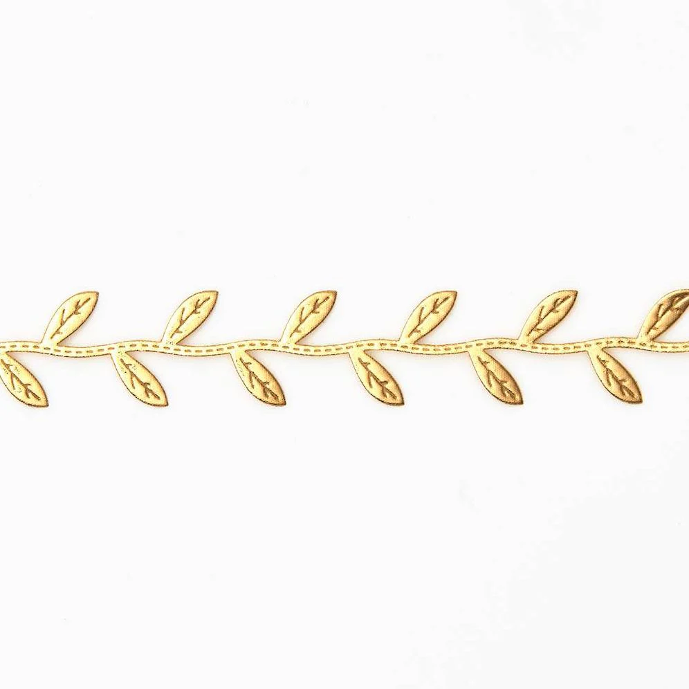 Gold Metallic Leaves Ribbon 1" 10 YD - Image 2