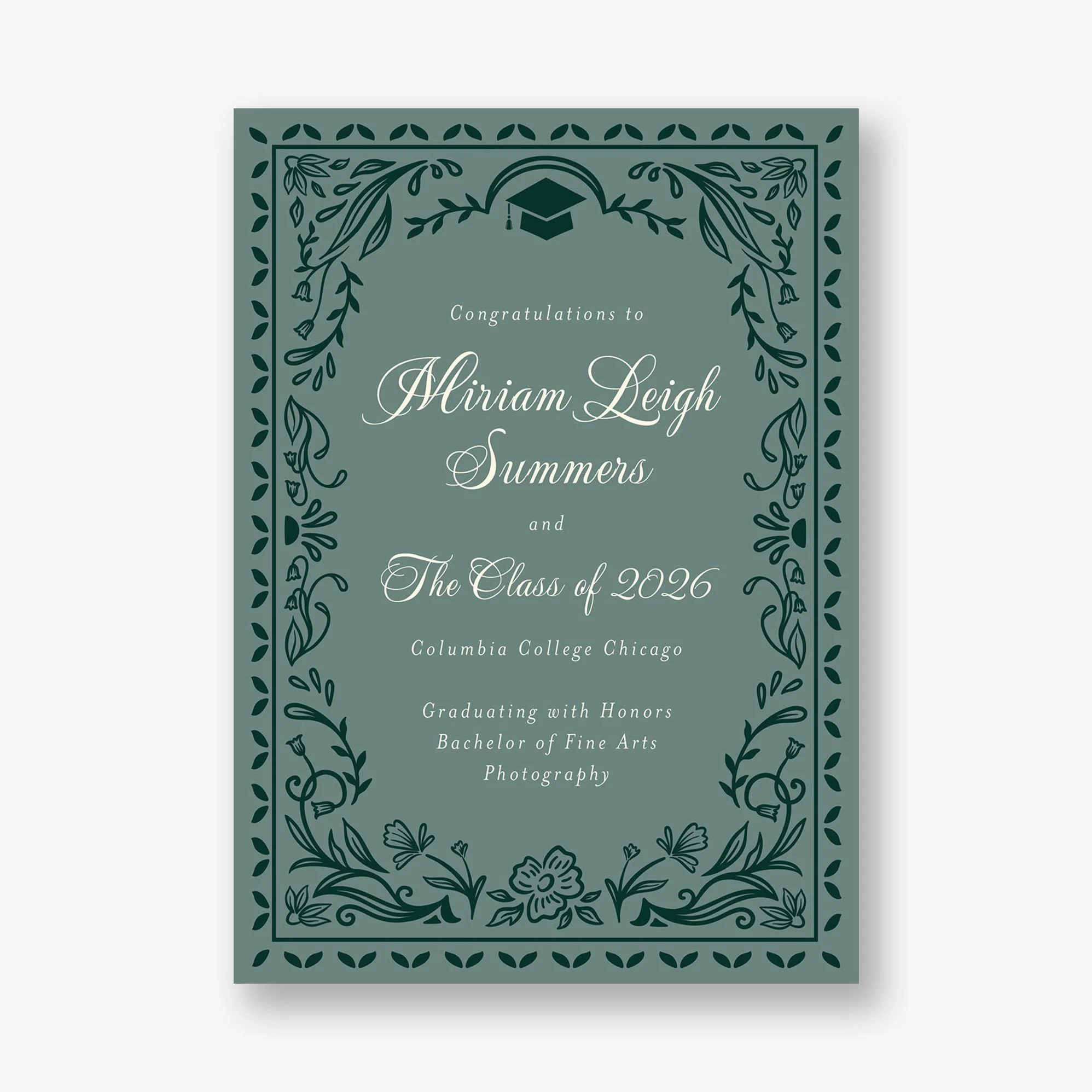 Grad Folk Floral Graduation Announcement