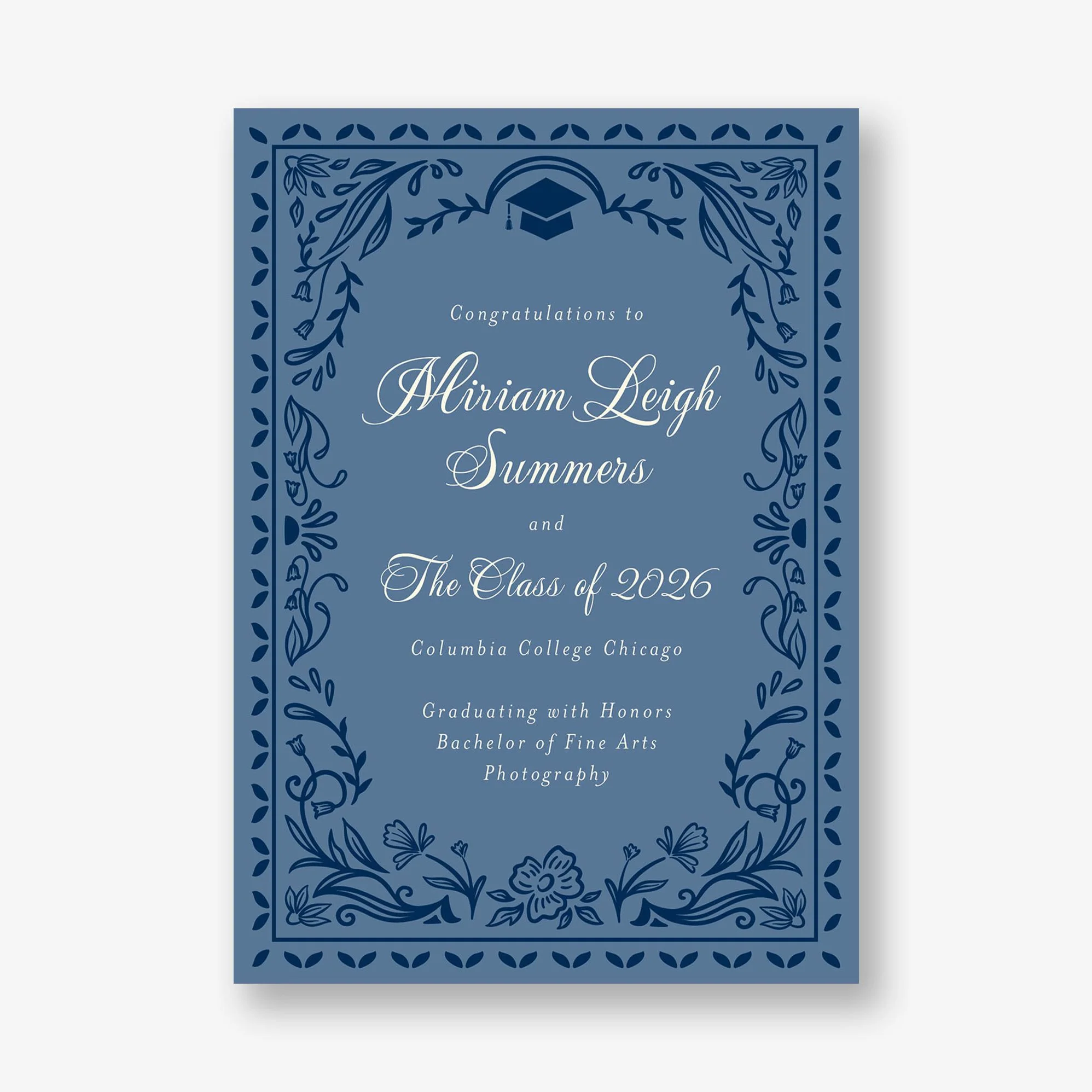 Grad Folk Floral Graduation Announcement - Image 2