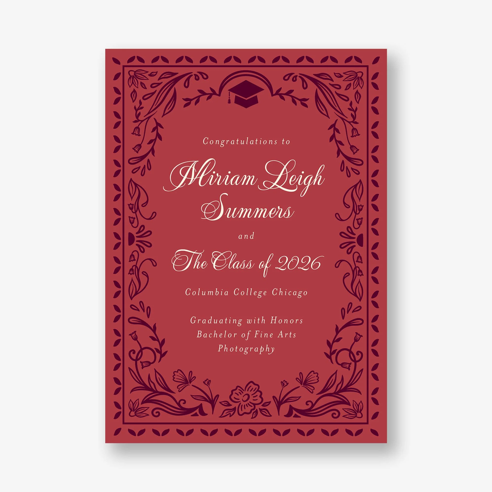 Grad Folk Floral Graduation Announcement - Image 3