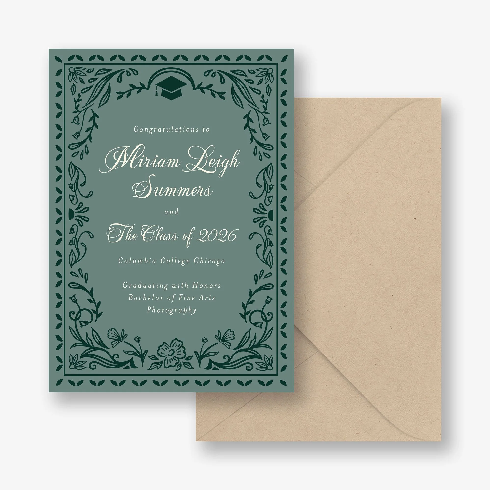 Grad Folk Floral Graduation Announcement - Image 5
