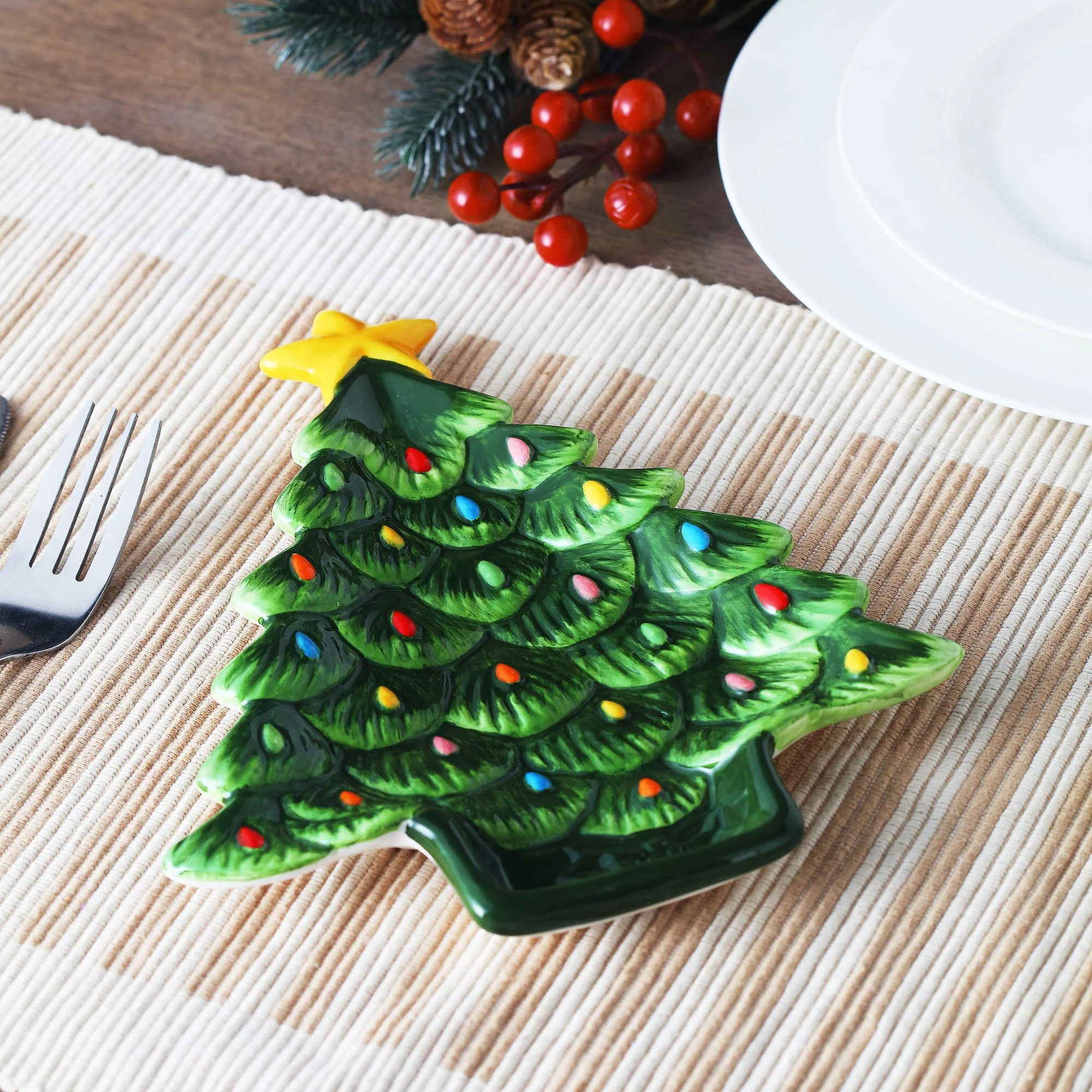 Green Nostalgic Tree 8" Appetizer plate - Image 2