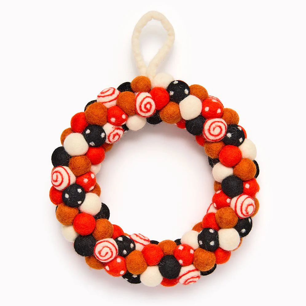 Halloween Felt Pom Wreath