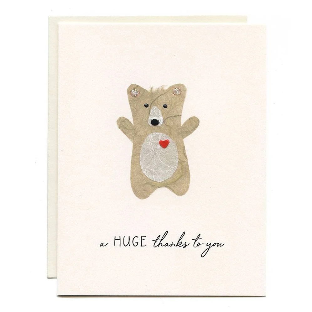 Handcrafted Bear Hug Thank You Card