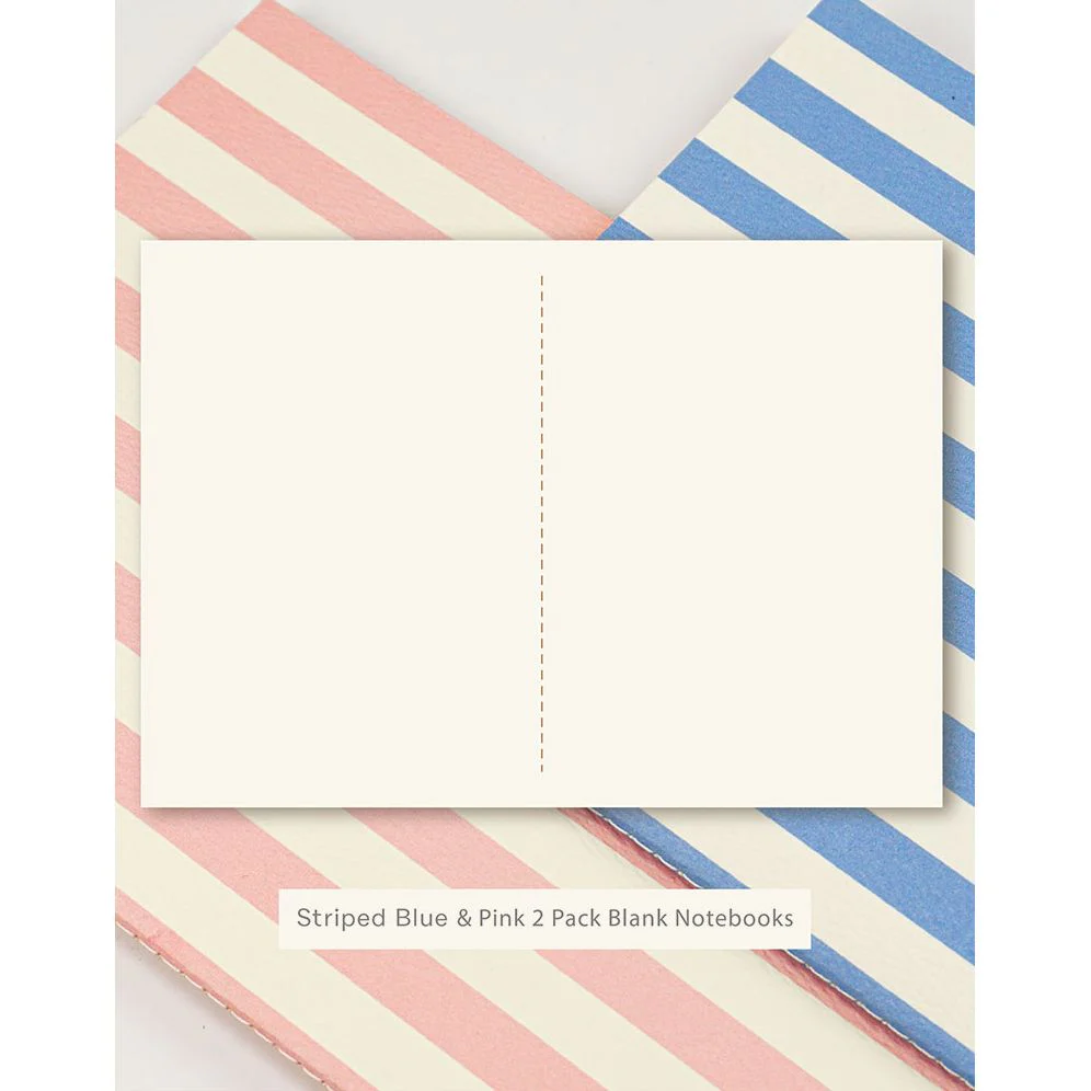 Handmade Striped Notebook 2PK Blue/Pink - Image 10