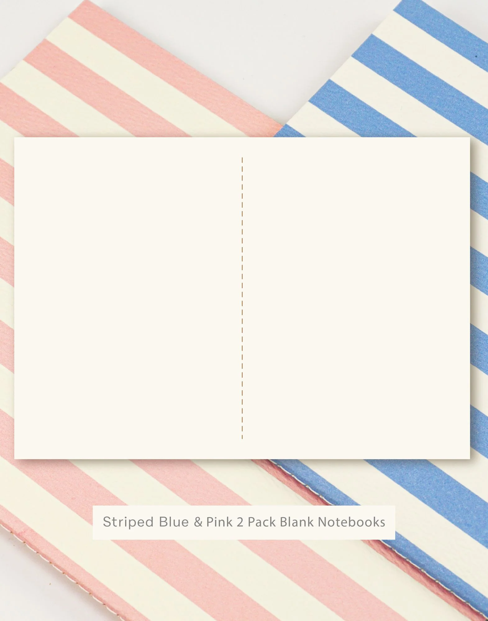 Handmade Striped Notebook 2PK Blue/Pink - Image 9