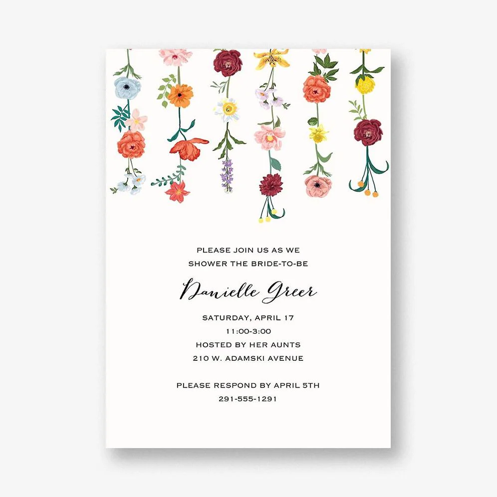 Hanging Florals Bridal Shower Invitation