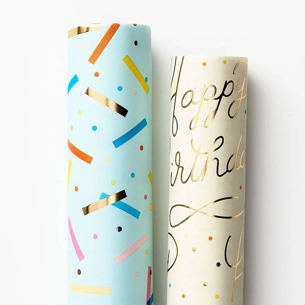 Happy Birthday Dual Roll Stone Paper Roll Wrap