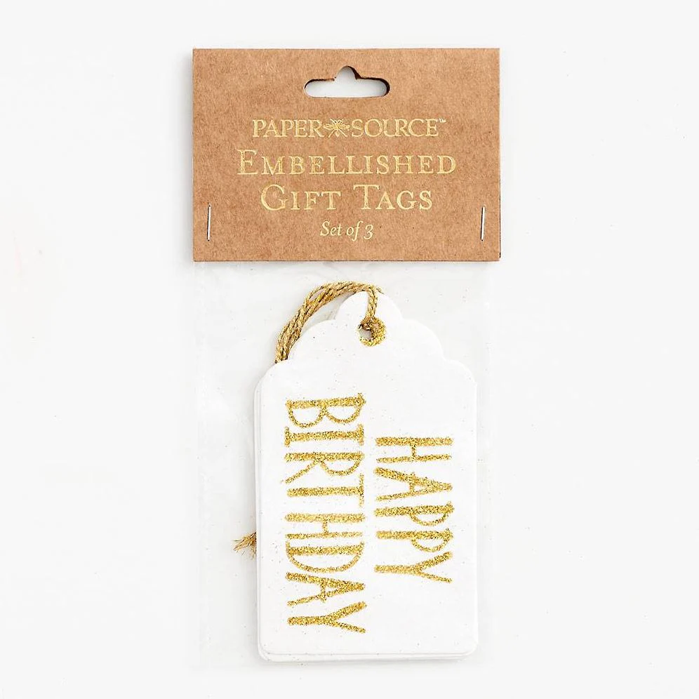 Happy Birthday Gold Glitter Gift Tags - Image 2