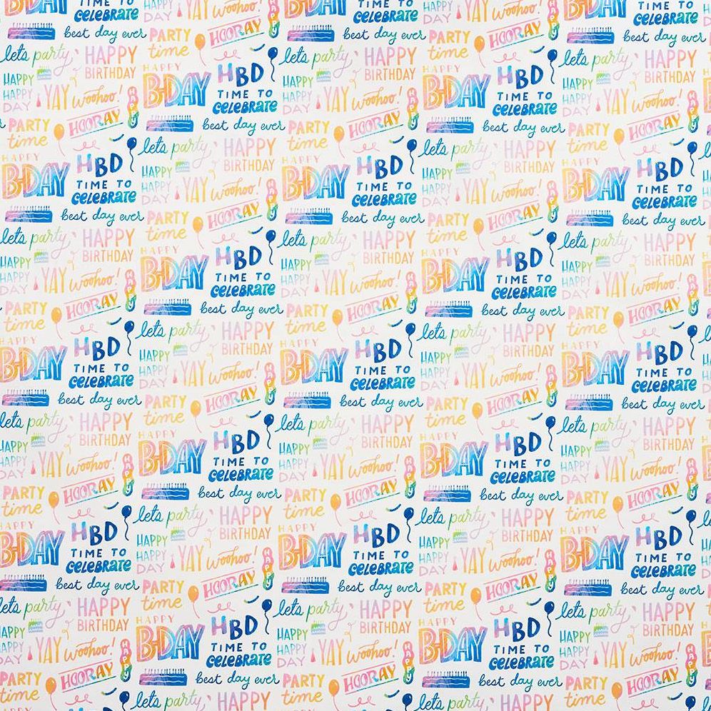 Happy Birthday Rainbow Script Stone Wrapping Paper - Image 2