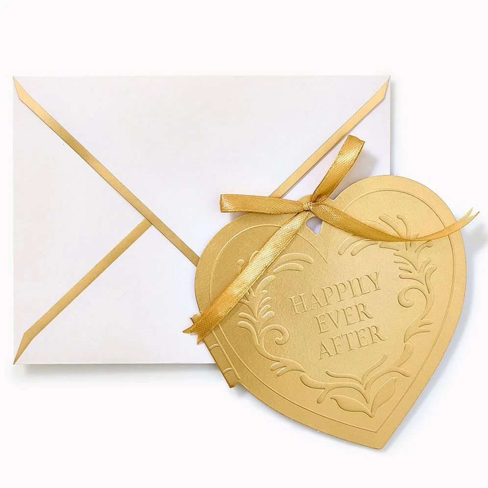 Heart Locket Embellished Wedding Card