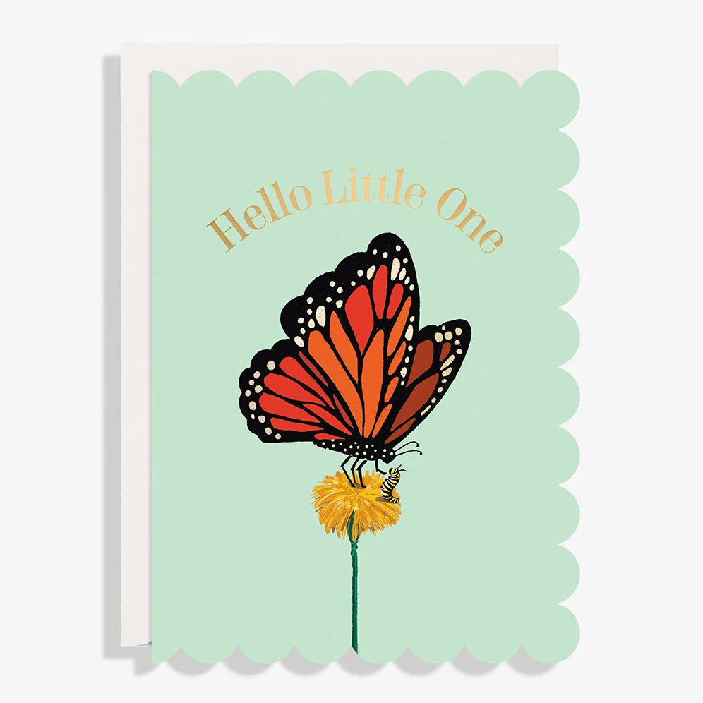 Hello Little One Butterflies Baby Card