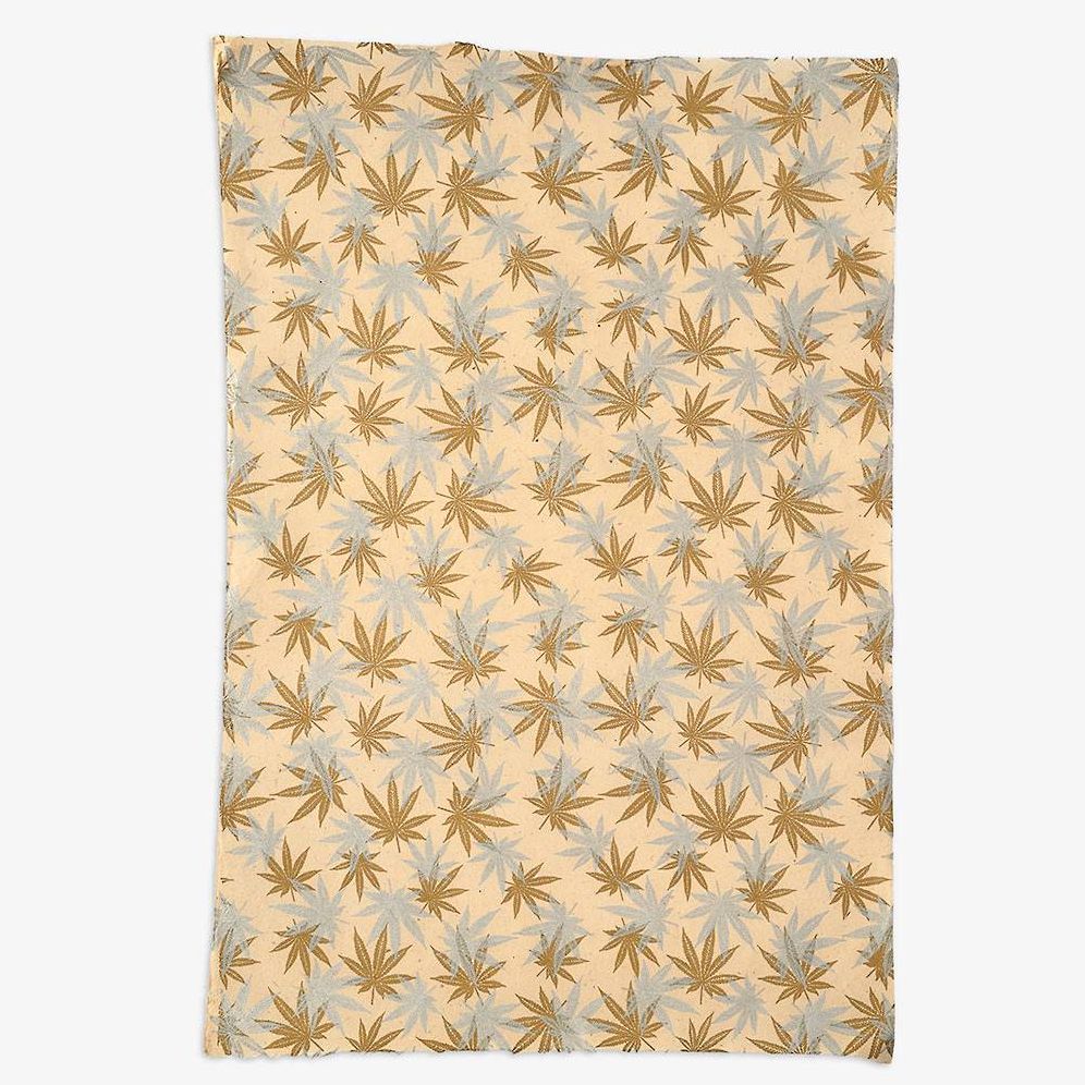 Hemp Leaves Metallic on Cream Handmade Paper - Image 2
