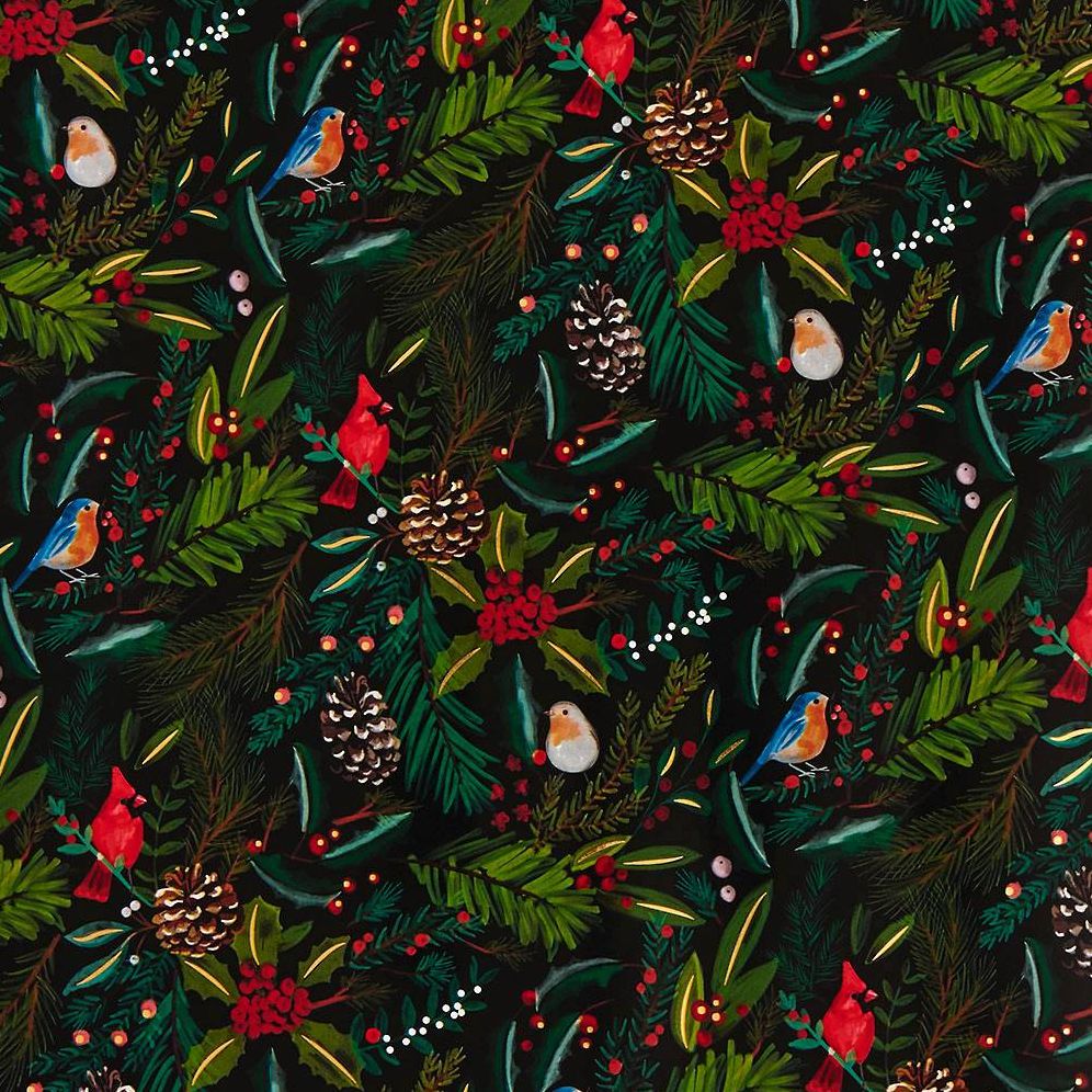 Holly Birds Wrapping Paper - Image 2