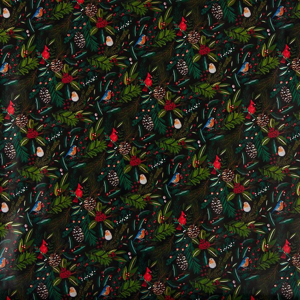 Holly Birds Wrapping Paper - Image 3