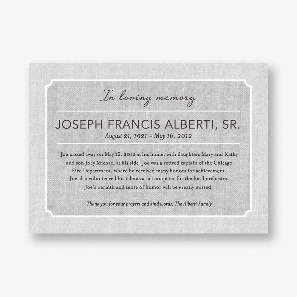 In Loving Memory Memorial Invitation