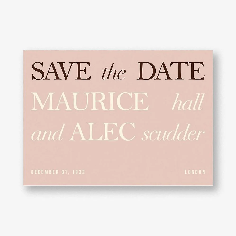 In Writing Pink Save the Date Card