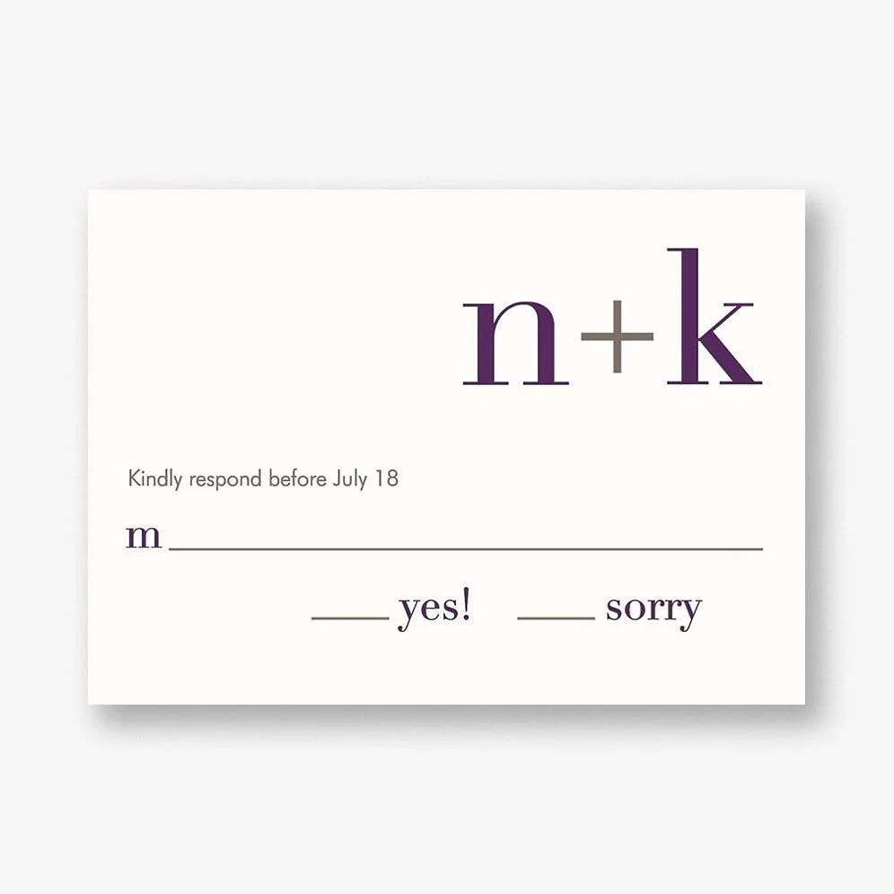 Initials Wedding Response Card