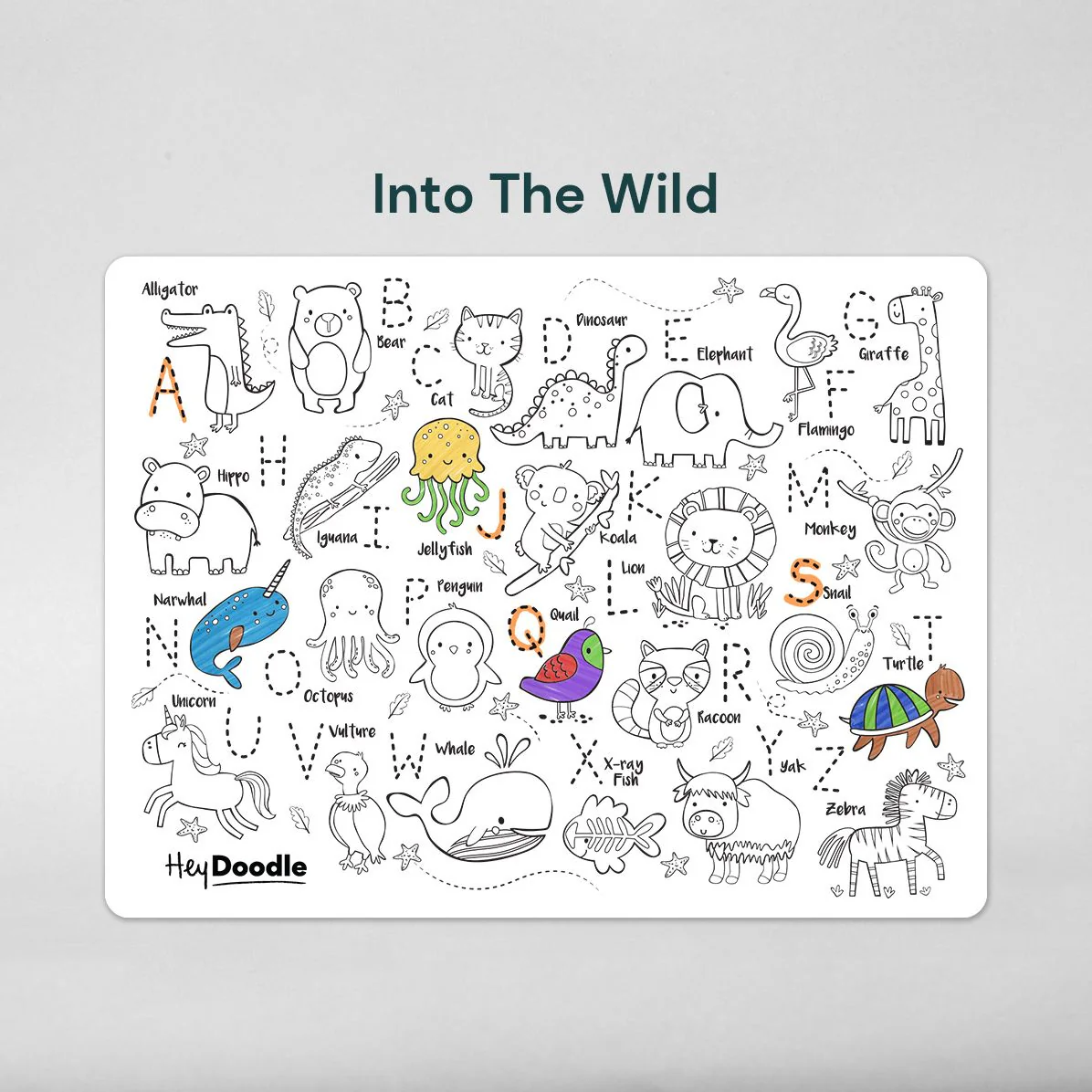 Into The Wild - Reusable silicone A3 mat: A to Z Animals - Image 2