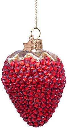 Jeweled Strawberry Glass Ornament - Image 2