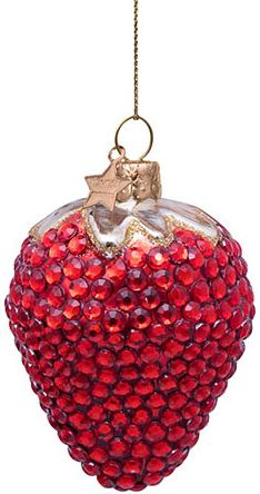 Jeweled Strawberry Glass Ornament - Image 3