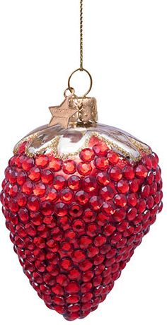Jeweled Strawberry Glass Ornament - Image 4