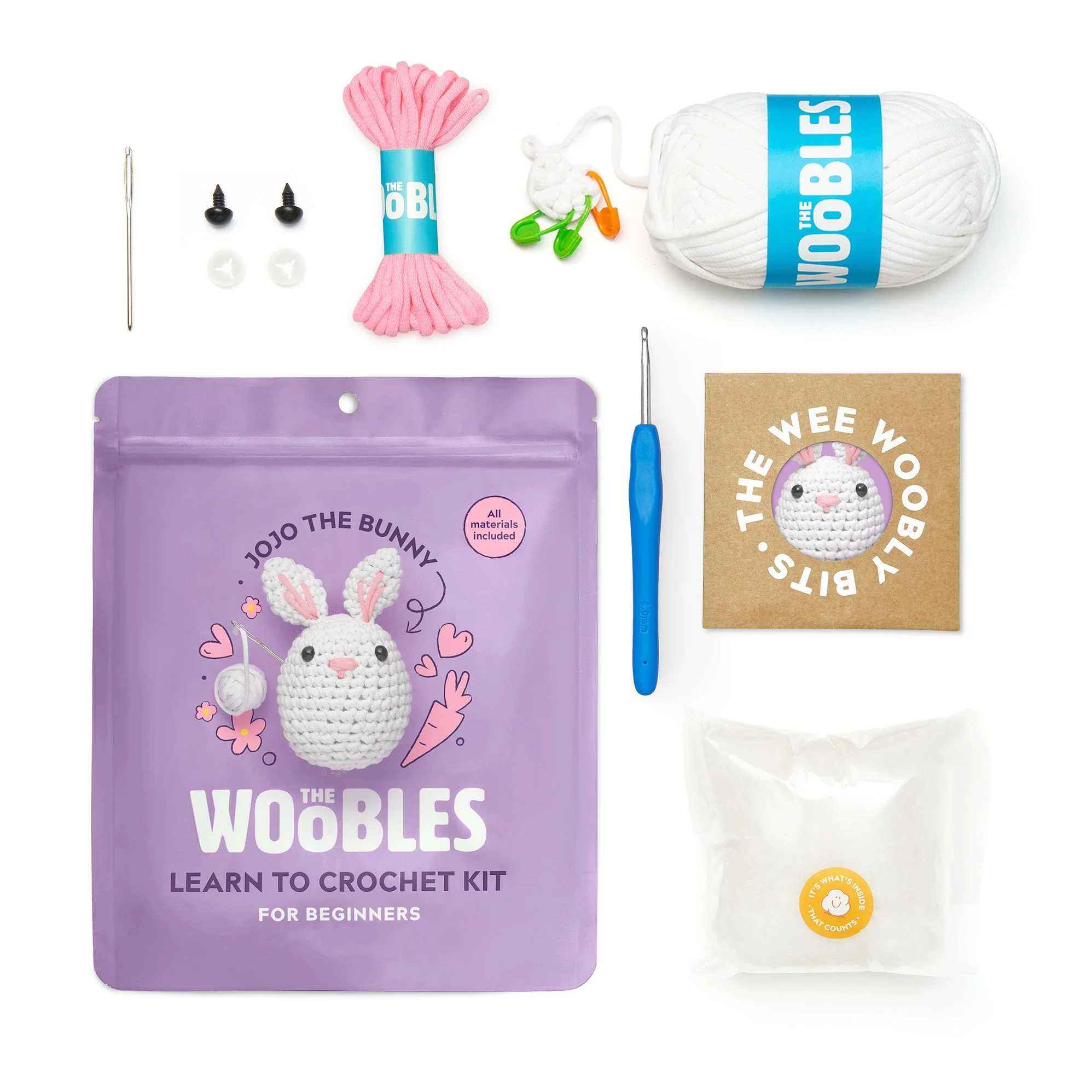 Jojo the Bunny, The Woobles, Bunny learn to Crochet kit - Image 4