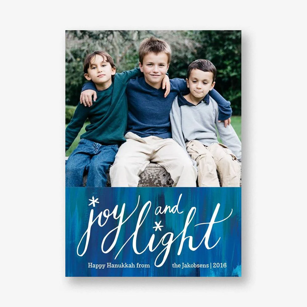 Joy and Light Hanukkah Holiday Photo Card