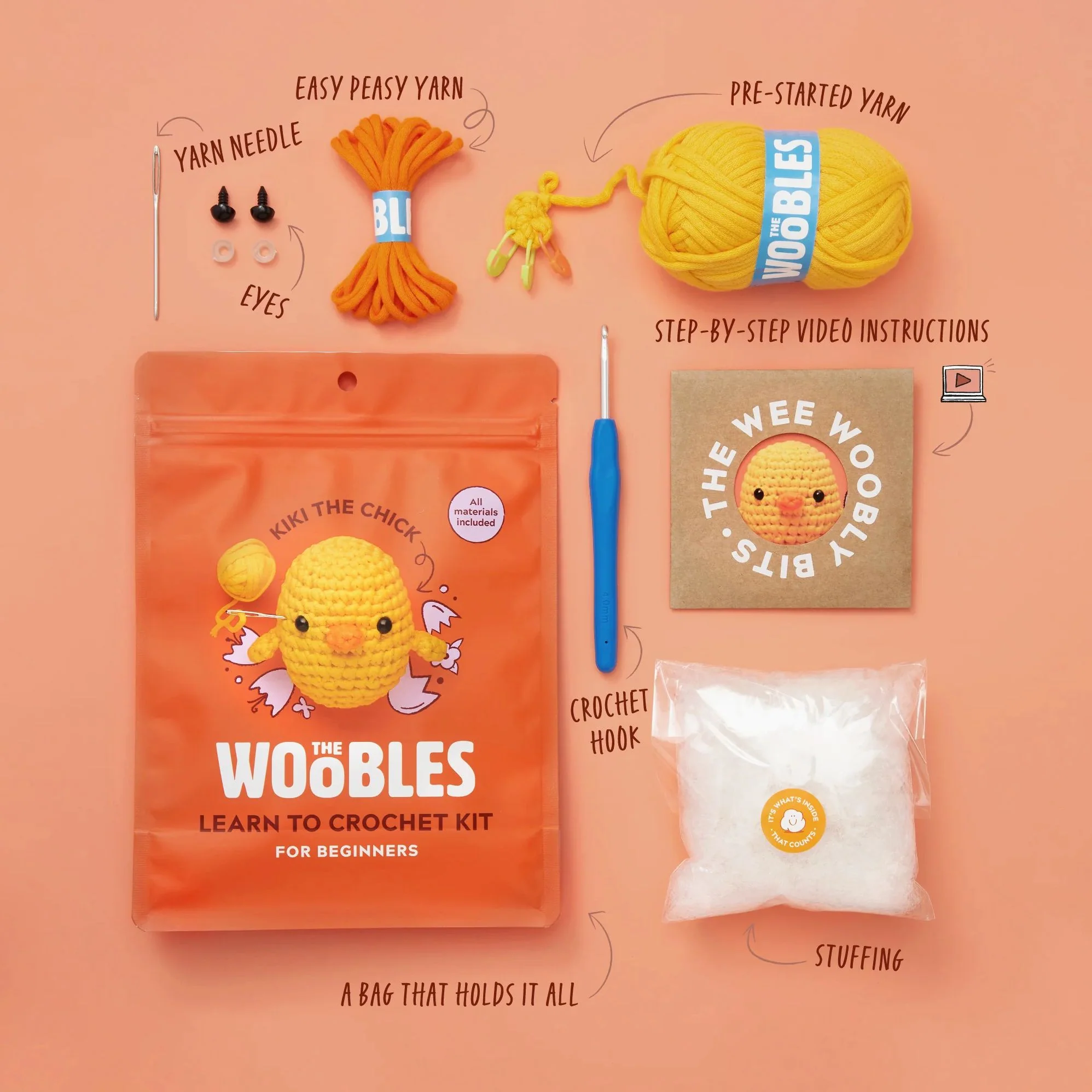 Kiki the Chick, The Woobles, Chick learn to Crochet kit - Image 2