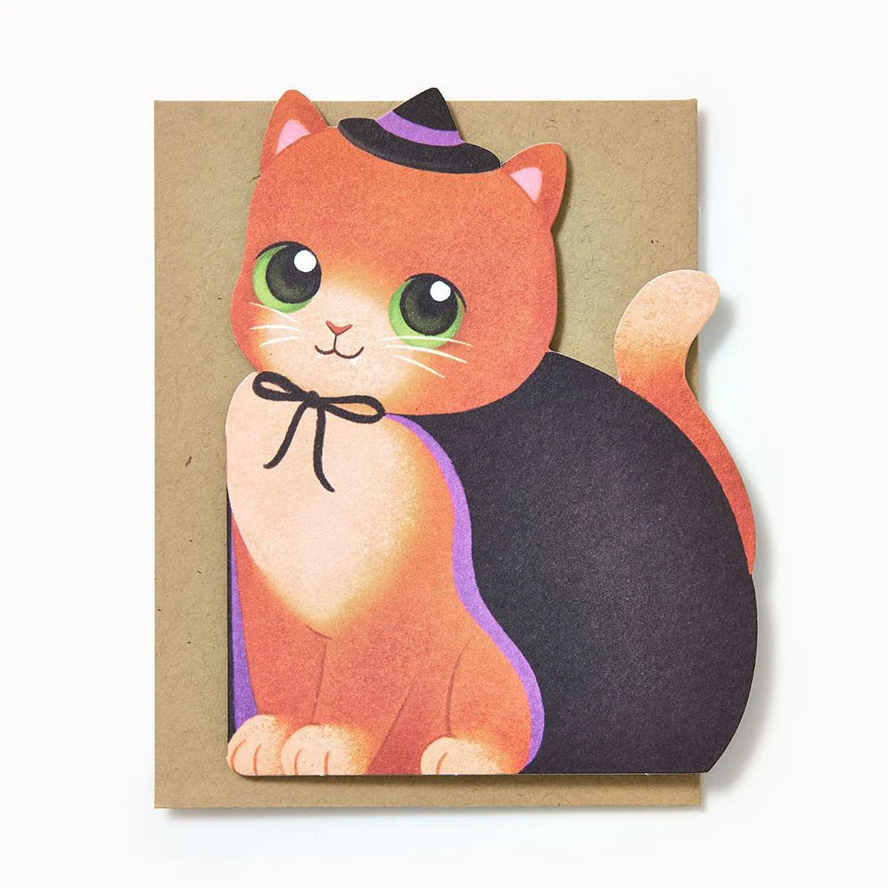 Kitten in Costume Die Cut Halloween Card