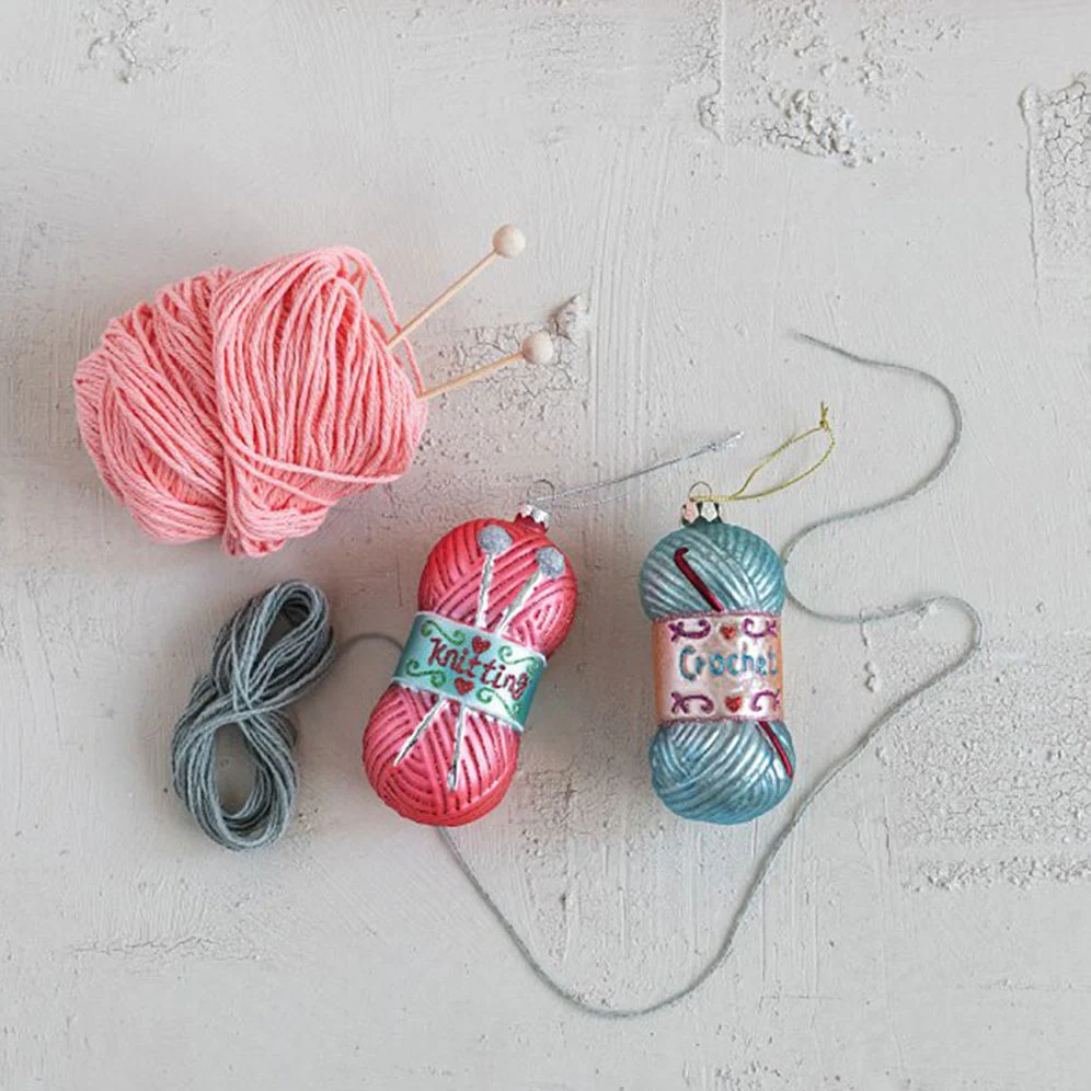 Knitting Assorted Glass Ornament