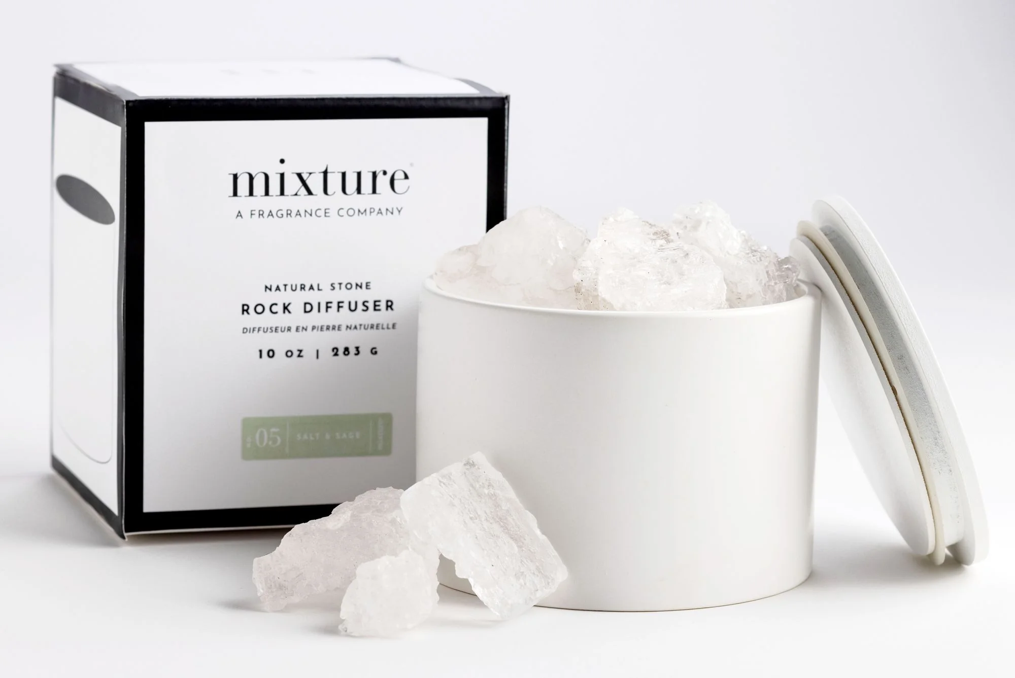 Lava Rock Diffuser White- No 5 Salt and Sage Scent