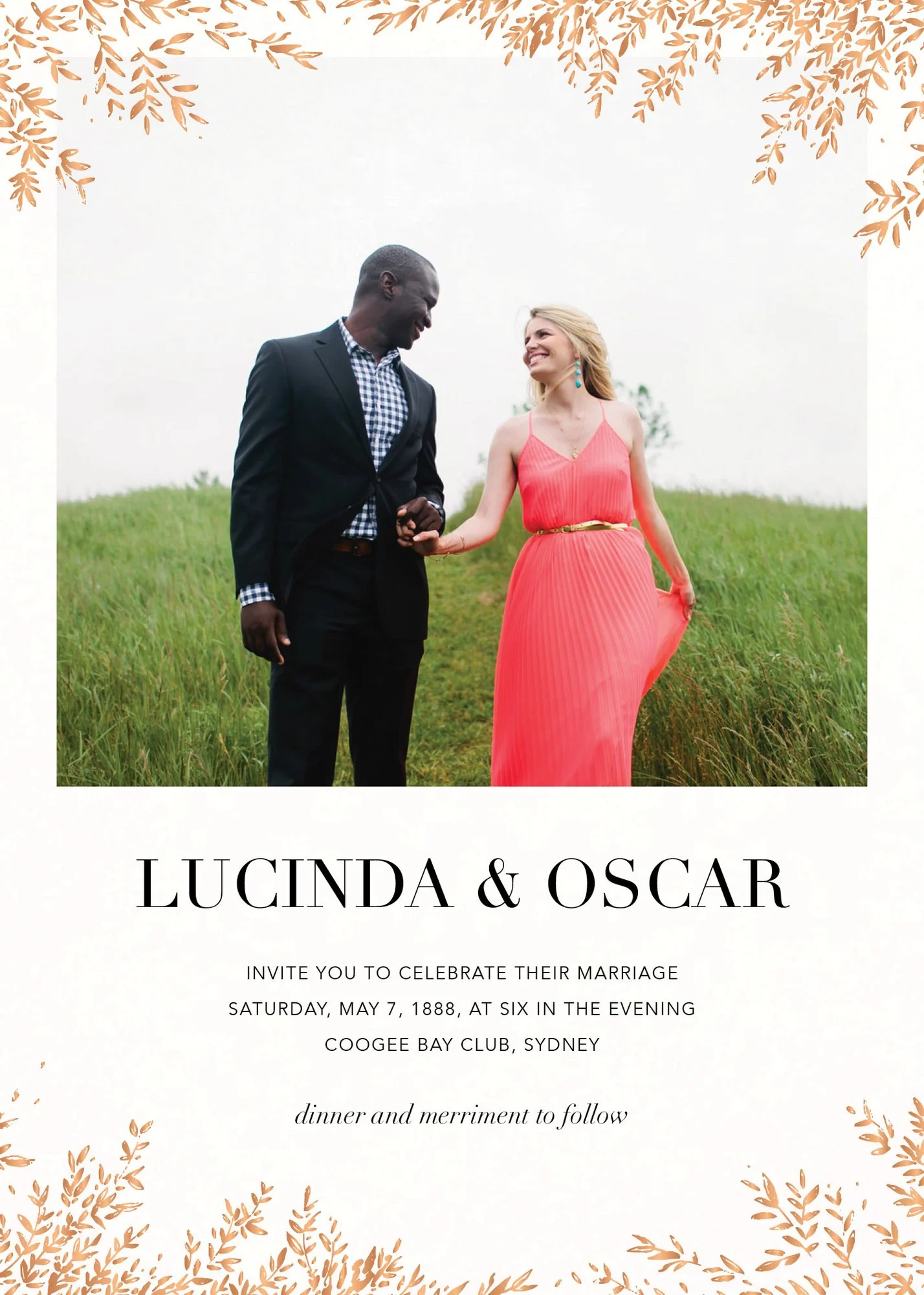Leaves of Gold Photo Wedding Invitation - Image 2