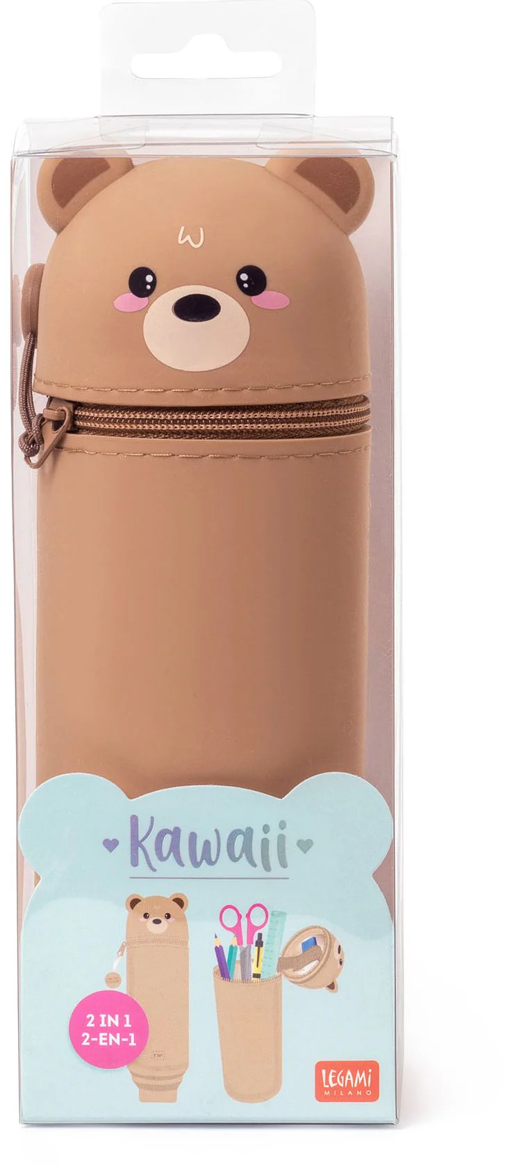 Legami 2-In-1 Silicone Pencil Case - Kawaii - Teddy Bear - Image 4