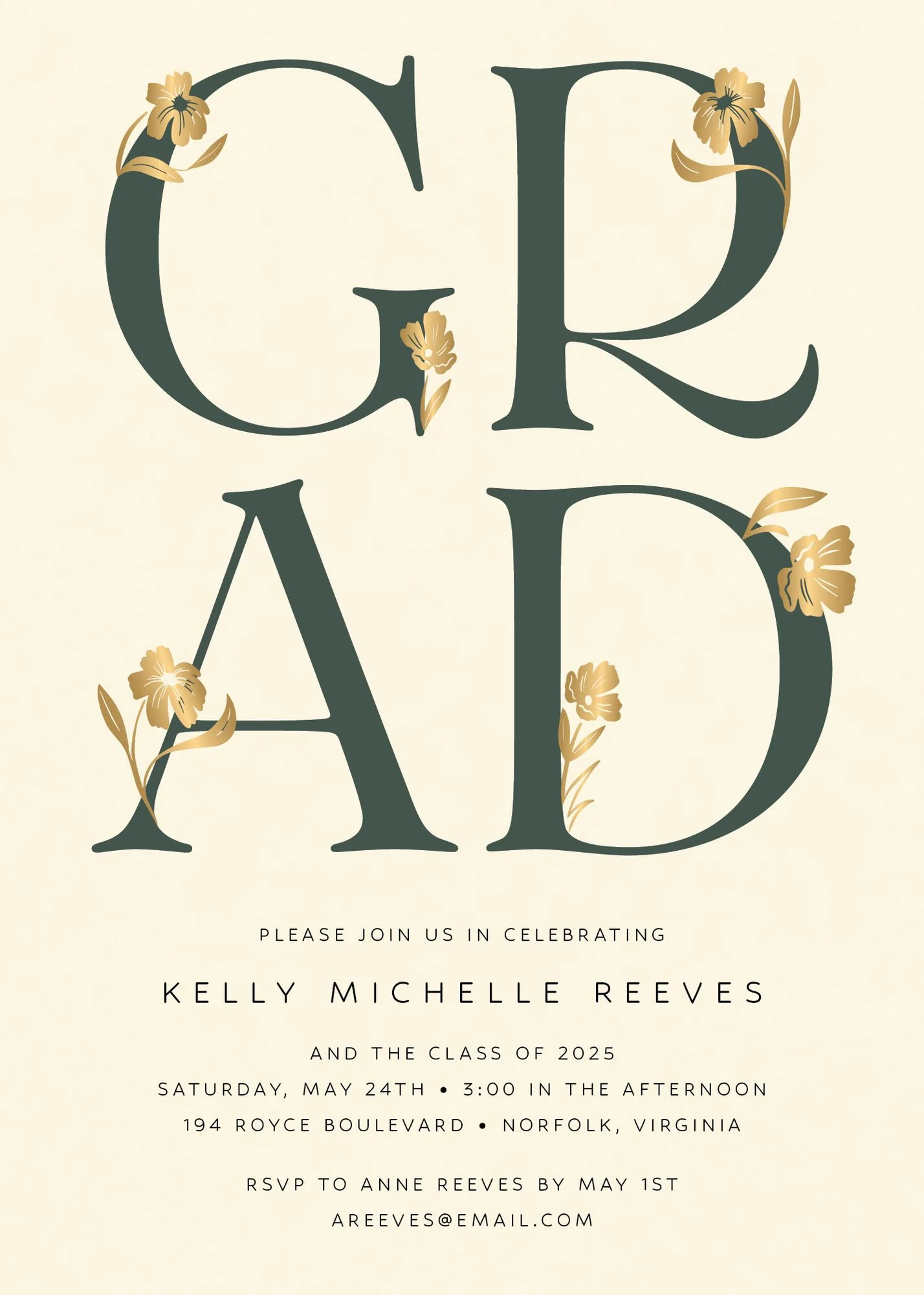 Les Fleurs Foil Graduation Announcement - Image 2