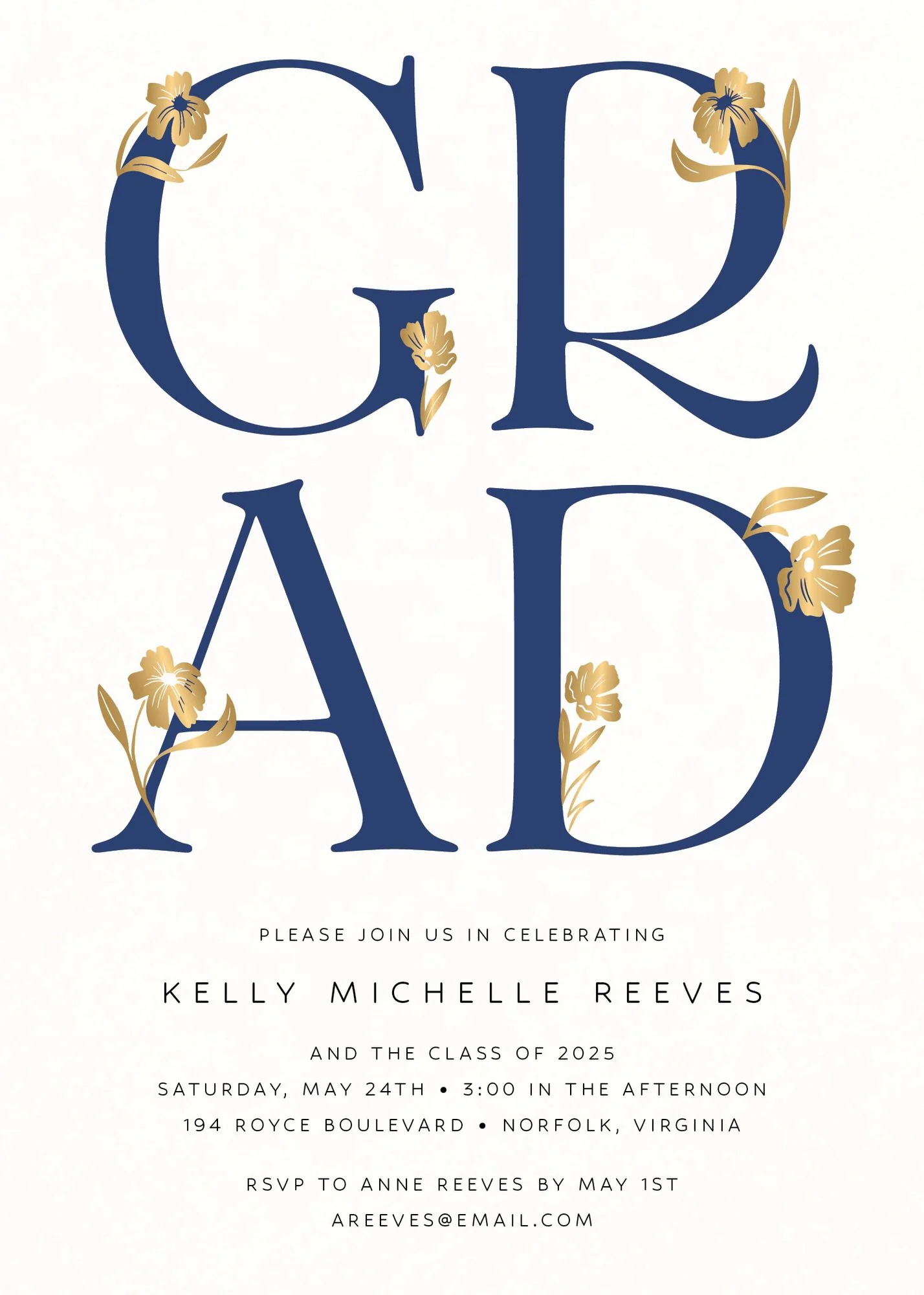 Les Fleurs Foil Graduation Announcement - Image 3