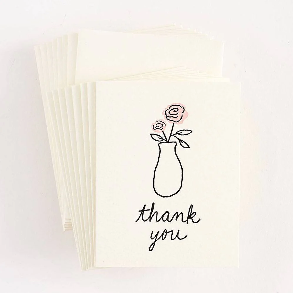 Letterpress Roses Thank You Note Set