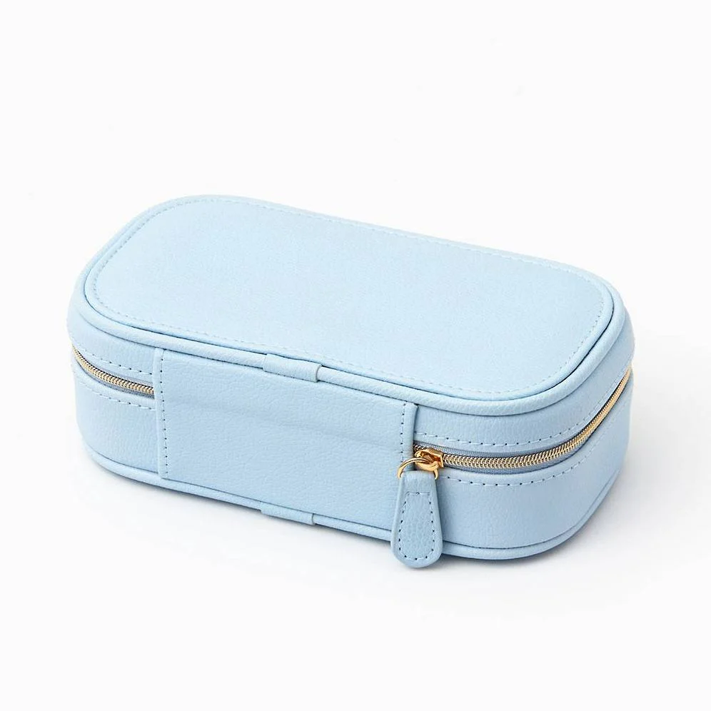 Light Blue Vegan Leather Jewelry Box - Image 4