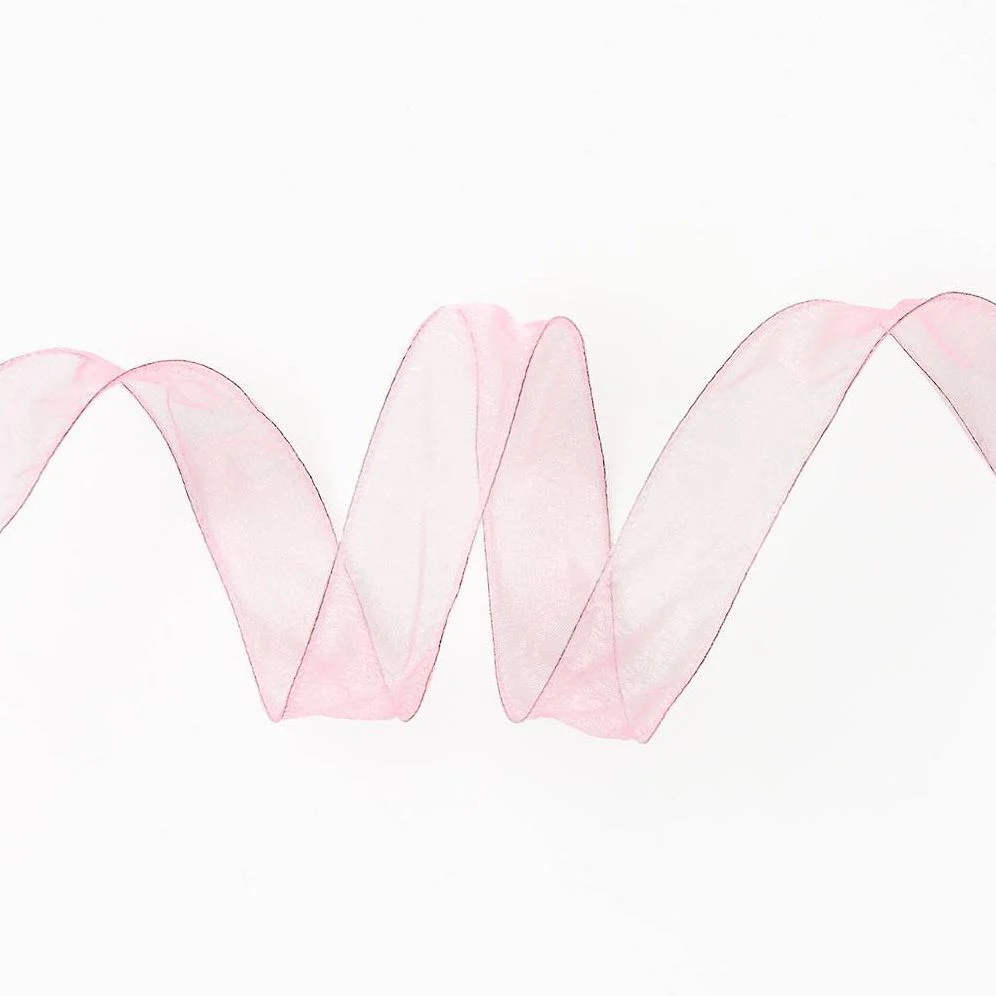 Light Pink Organdy Wired Ribbon 1" 10 YD