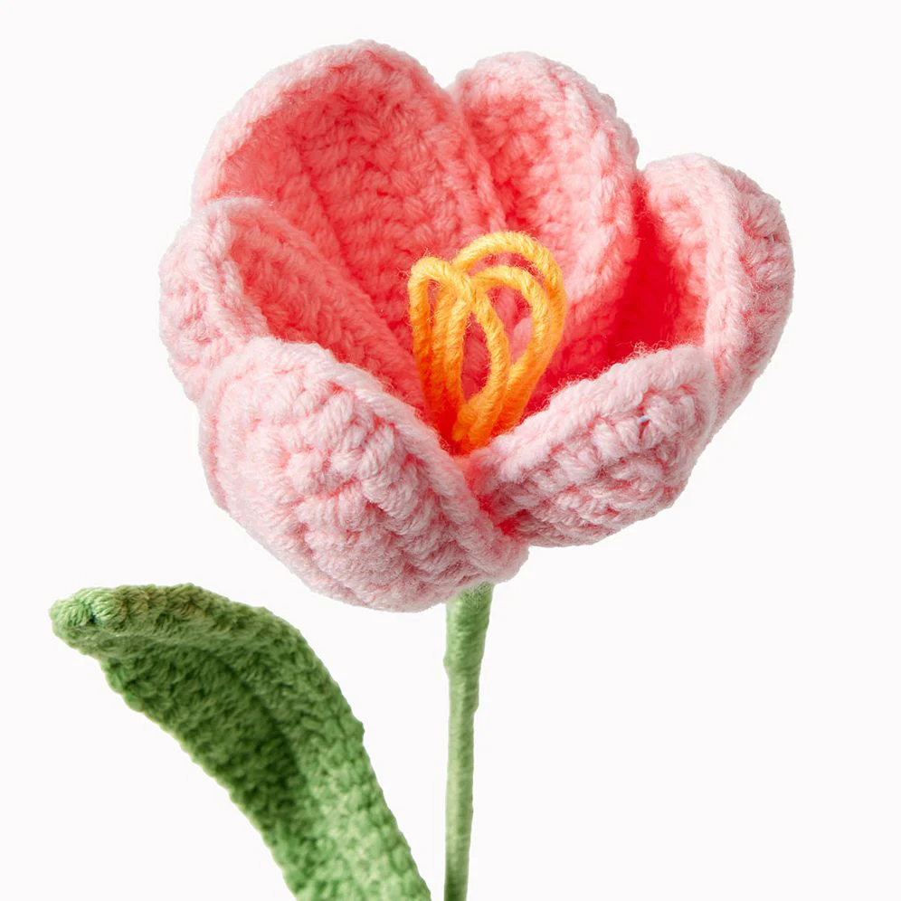 Light Pink Tulip Crochet Flower - Image 2
